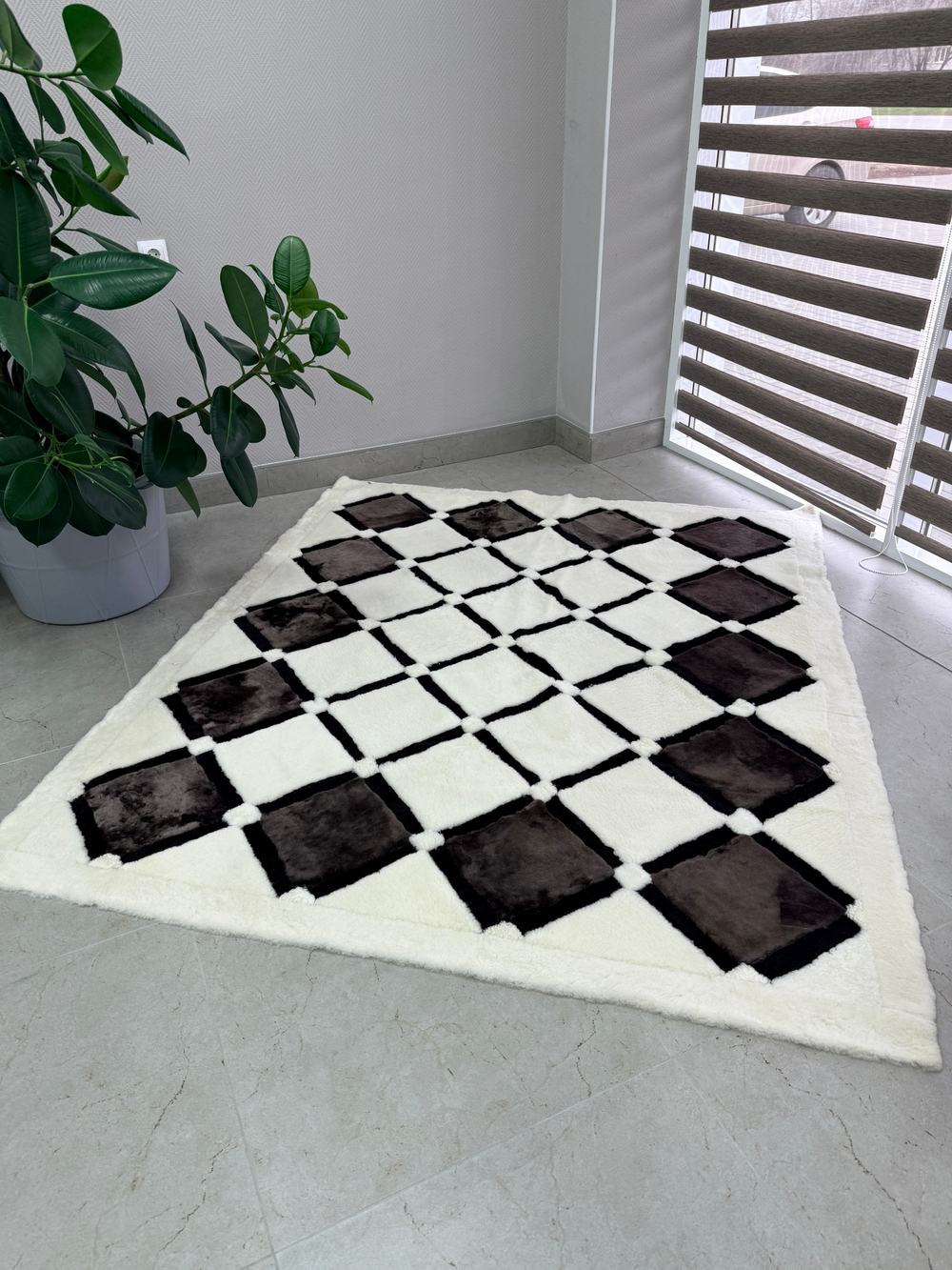 Ковер прямоугольный натуральный мех овчина, 210 х 170 см.