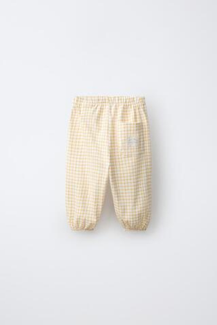 ZARA БРЮКИ В КЛЕТКУ, МЯГКИЙ ЖЕЛТЫЙ