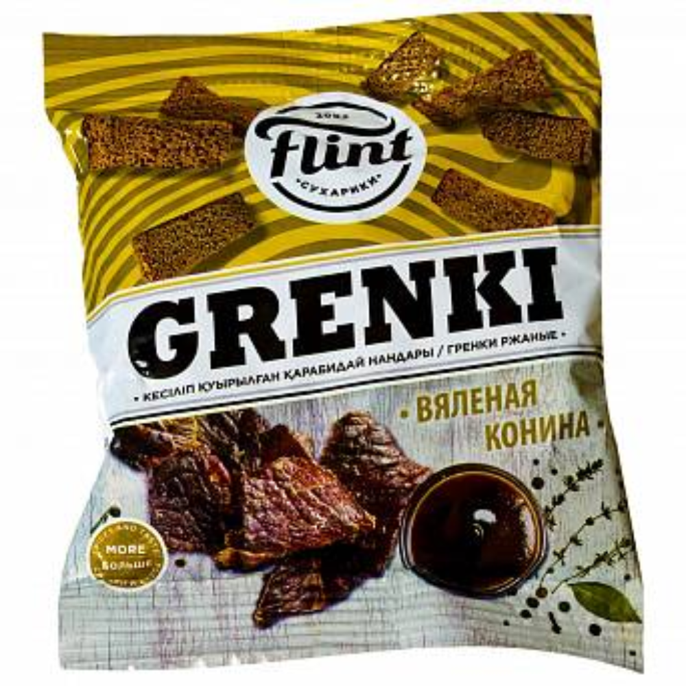 Гренки ржаные Flint вяленая конина 180 гр