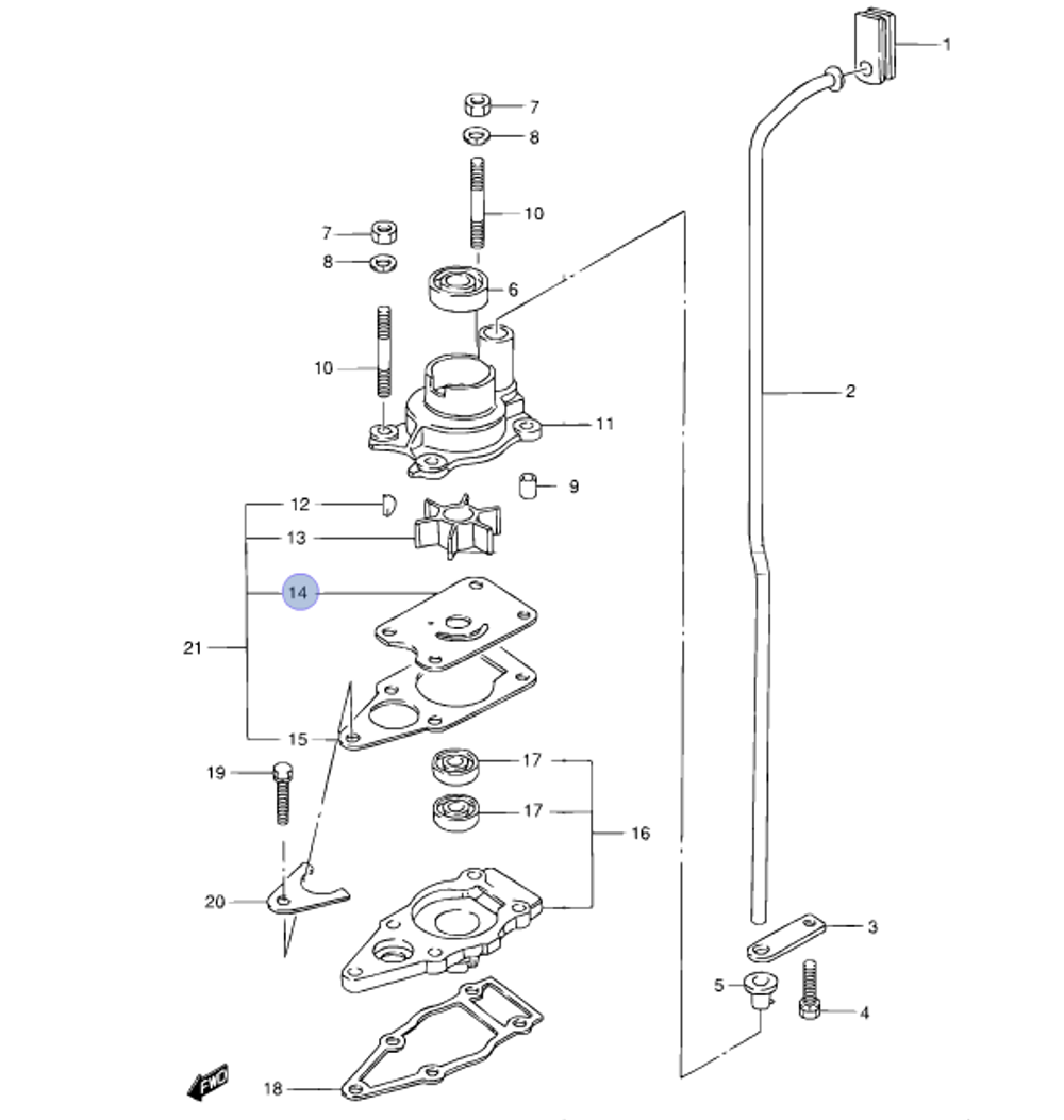 Пластина помпы Suzuki DT4/5 (оригинальный арт. 17471-98601)