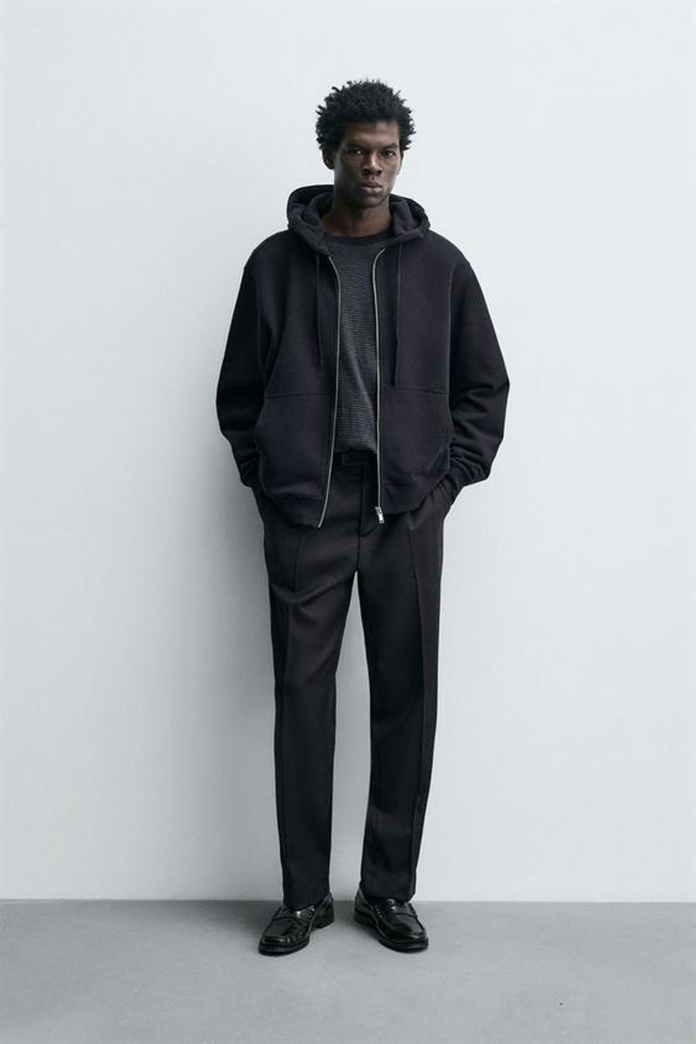 ZARA БРЮКИ ИЗ 100% ШЕРСТИ, МОРСКОЙ СИНИЙ