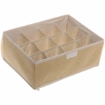 Кофр - органайзер для хранения вещей с прозрачной крышкой «УЮТДОМА», цвет бежевый, 12 отделений, 32*23*12см