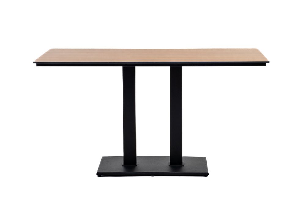 "Каффе" обеденный стол из HPL 140х70см, цвет "дуб", подстолье двойное черное
