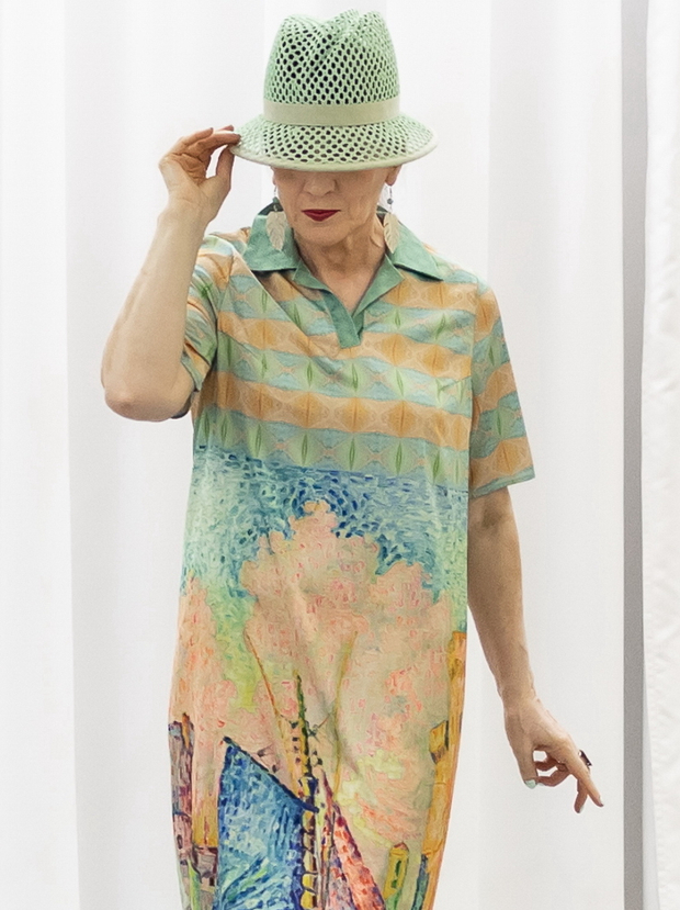 Платье-рубашка по мотивам картины Поля Синьяка "Порт Сен-Тропе»