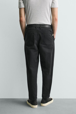 ZARA БРЮКИ CARROT FIT С ЭФФЕКТОМ ПОТЕРТОСТИ, ЧЕРНЫЙ