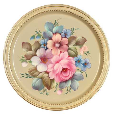 Жостовский поднос декоративный, размер 22 см (A5), металлический