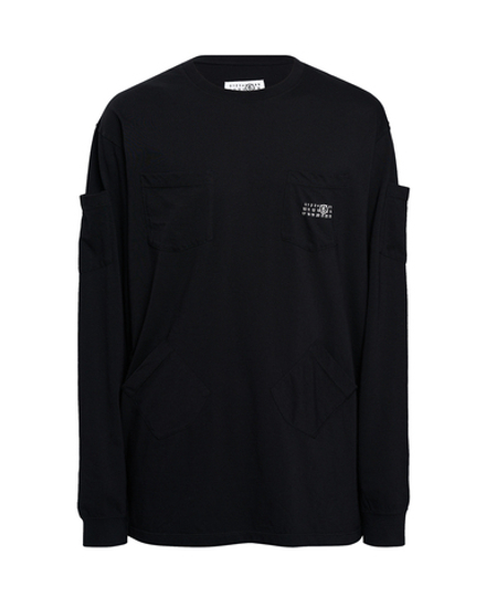 MM6 MAISON MARGIELA ЛОНГСЛИВ С КАРМАНАМИ МУЖСКОЙ ЧЕРНЫЙ