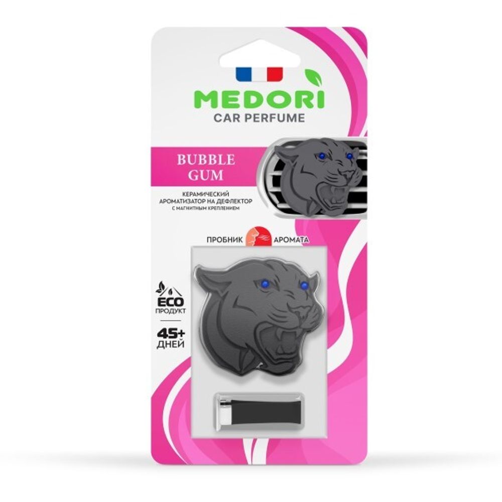 Ароматизатор на дефлектор CERAMIC, 2D вид голова пантеры Bubble Gum (MEDORI)