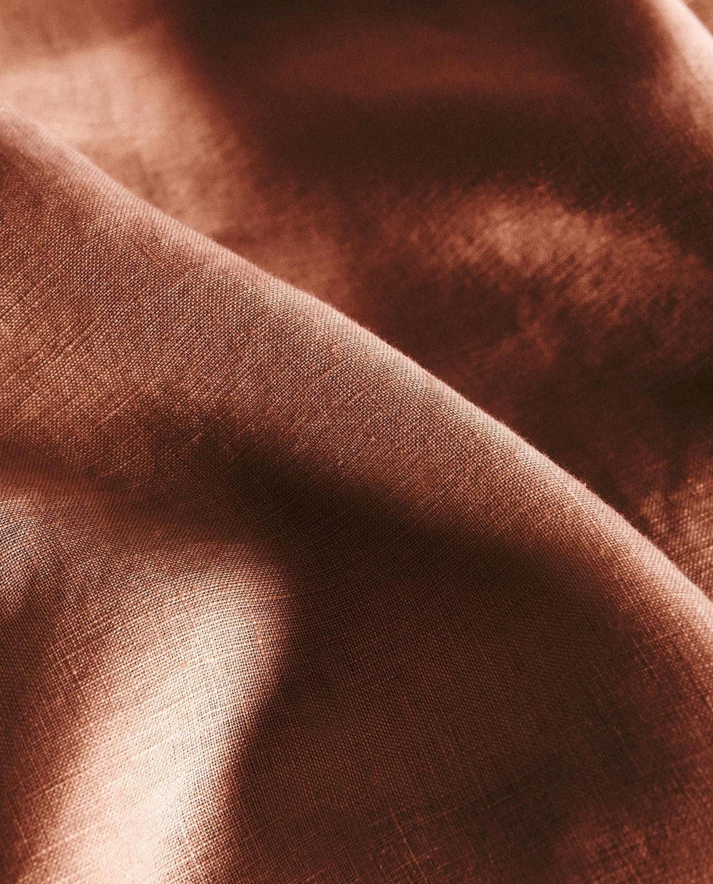 Zara Home - Простыня из постиранного льна (вес 140 гхм2), кирпичный, 240x280 см