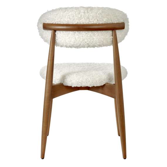 Стул Mod белый искусственный мех с ножками цвета орех