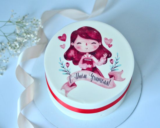 Торт на День учителя с фотопечатью № 1059