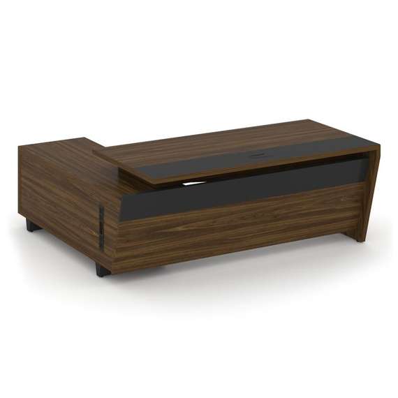 Corner Стол руководителя с тумбой COR.SRT-20 (R) Орех Лоренцо/Графит/Металл Графит 2000*1800*750