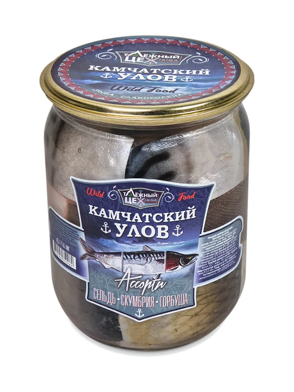 Ассорти рыбы "КАМЧАТСКИЙ УЛОВ" ТАЁЖНЫЙ ЦЕХ сельдь, горбуша, скумбрия 0,5 кг