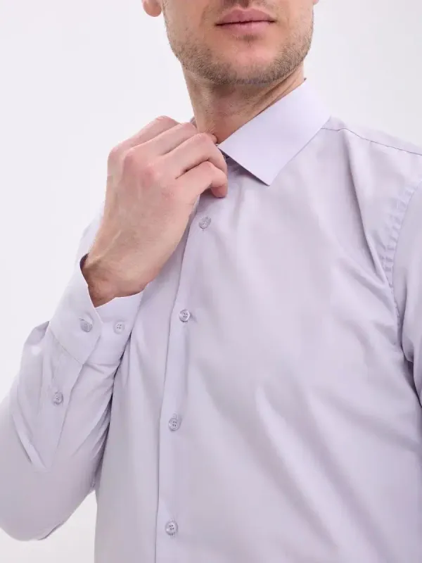 Рубашка на высокий рост LONG SLIM FIT с длинным рукавом, перламутровая