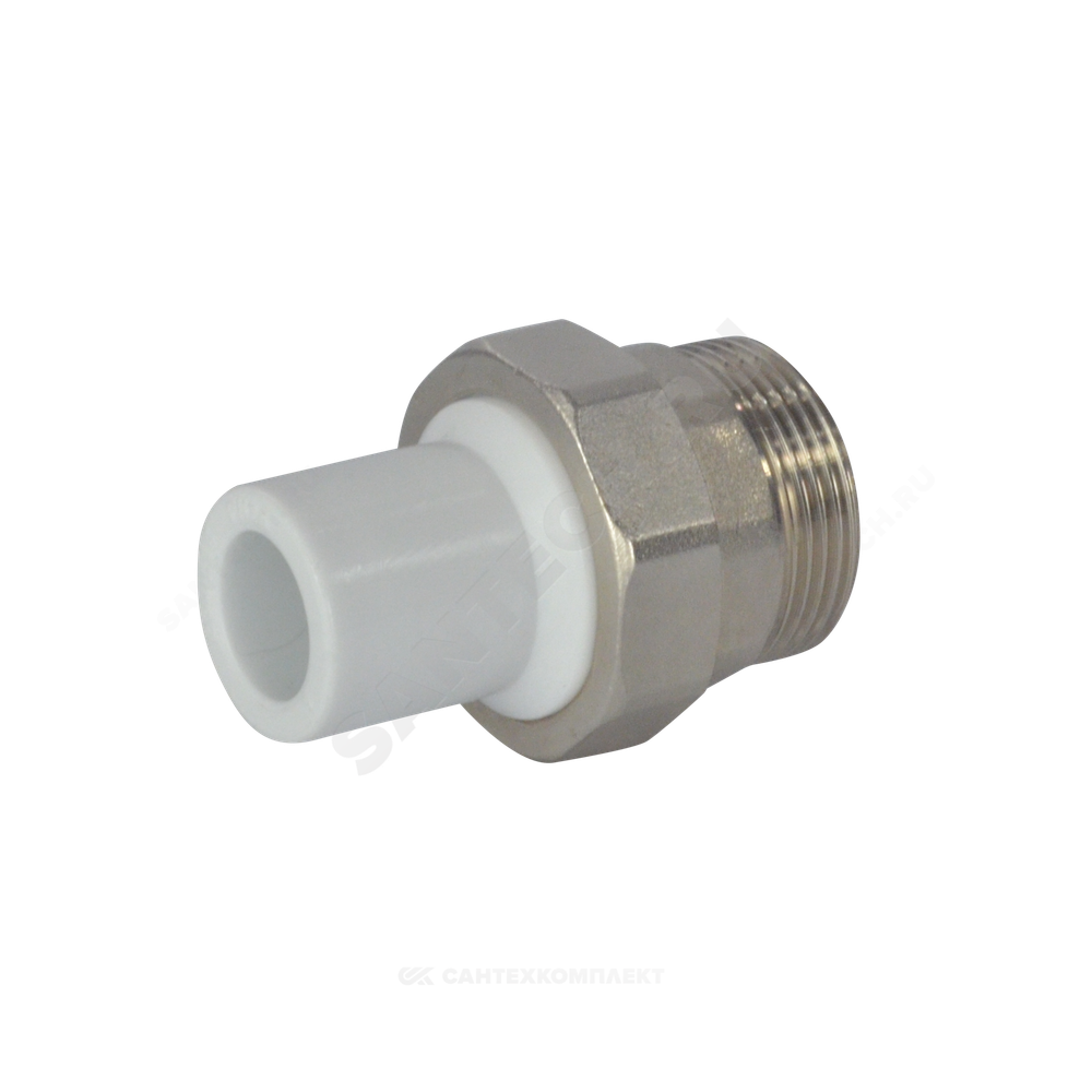 Муфта трубная PP-R комбинированная разъемная белая Дн 32х1/2" Ру25 наруж пайка/НР VALFEX 10158215