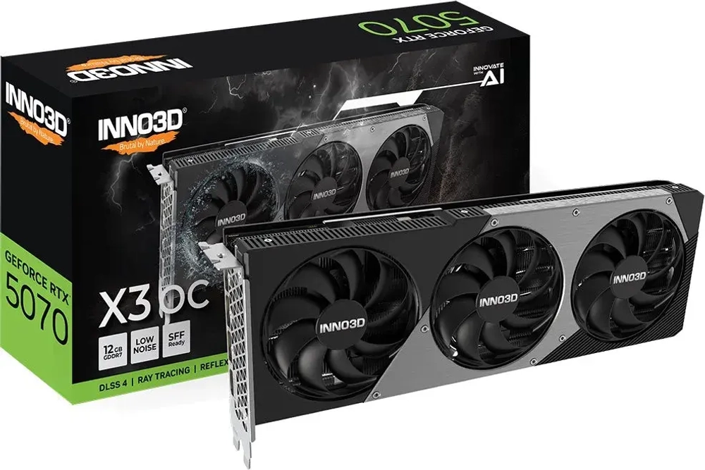 Видеокарта Inno3D GeForce RTX5070 X3 OC, 12G GDDR7 192-bit 1xHDMI 3xDP N50703-12D7X-195064L