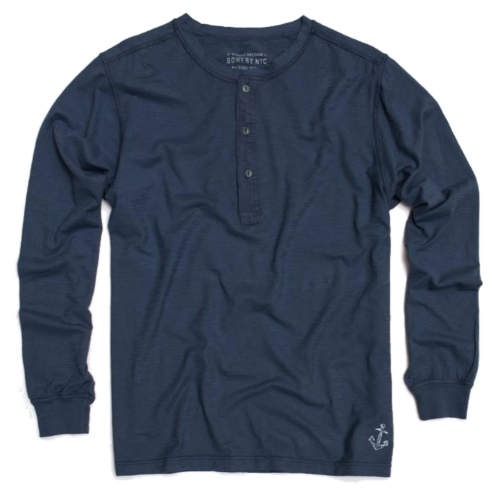 Лонгслив Bowery NYC однотонный Henley Slub Ink