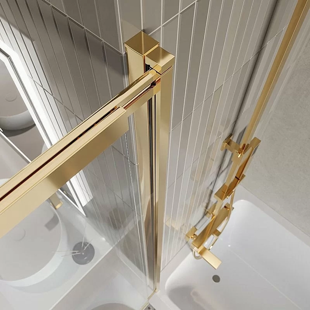 Шторка для ванны BelBagno LUCE-VF-11-100/145-C-ORO стекло прозрачное/профиль золото