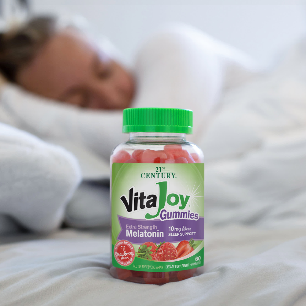 21st Century, VitaJoy®, жевательные таблетки с мелатонином, со вкусом клубники, 60 жевательных таблеток (5 мг в 1 жевательной таблетке)