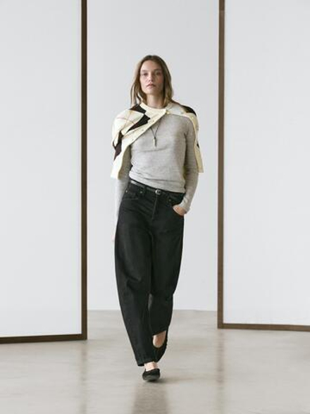 Massimo Dutti Джинсы свободного кроя со средней посадкой, шоколадный