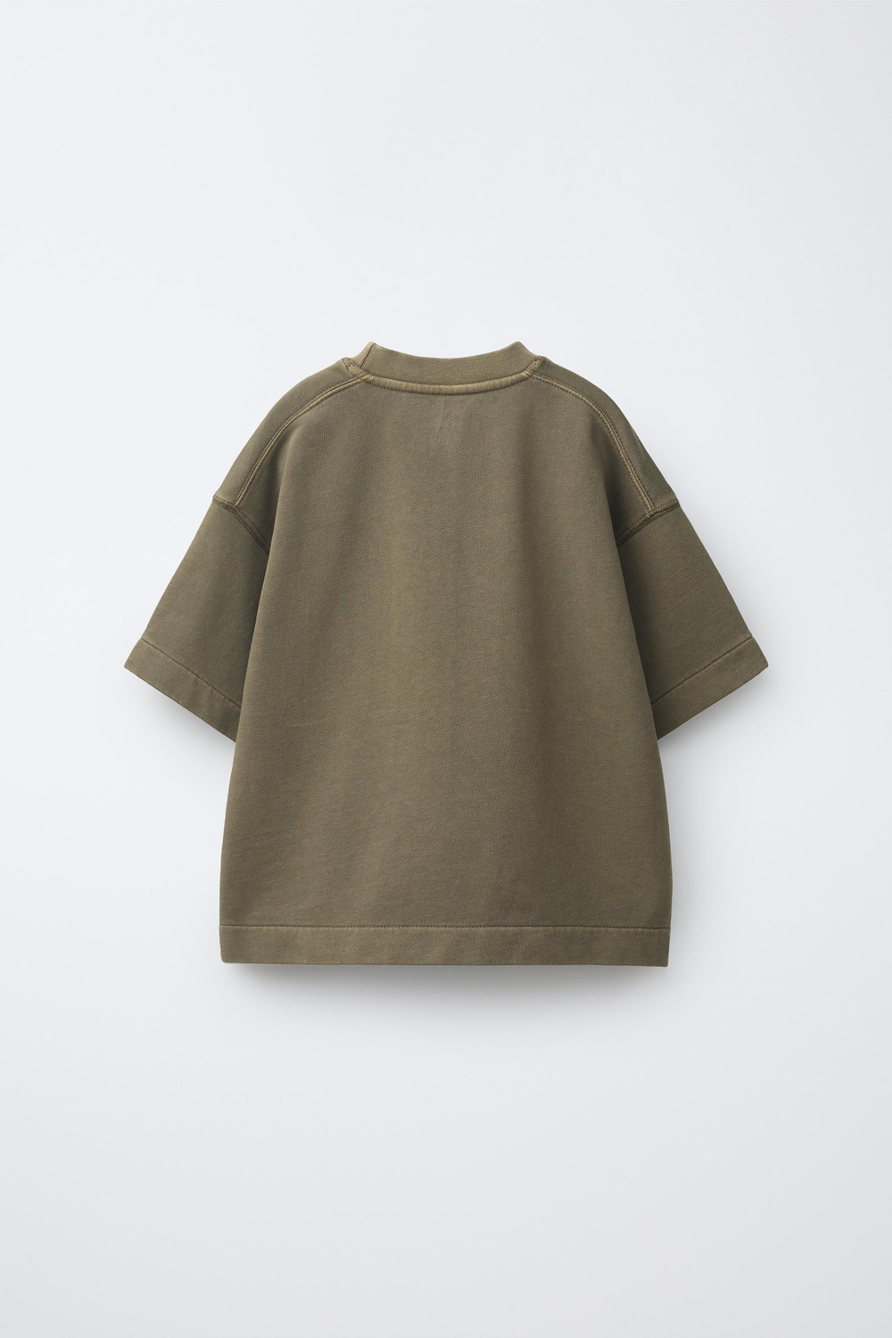 ZARA ФУТБОЛКА GARMENT DYE, ХАКИ