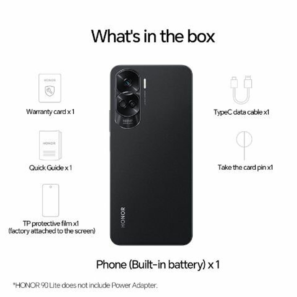 Смартфон HONOR 90 Lite 8/256 ГБ RU, Dual nano SIM, черный