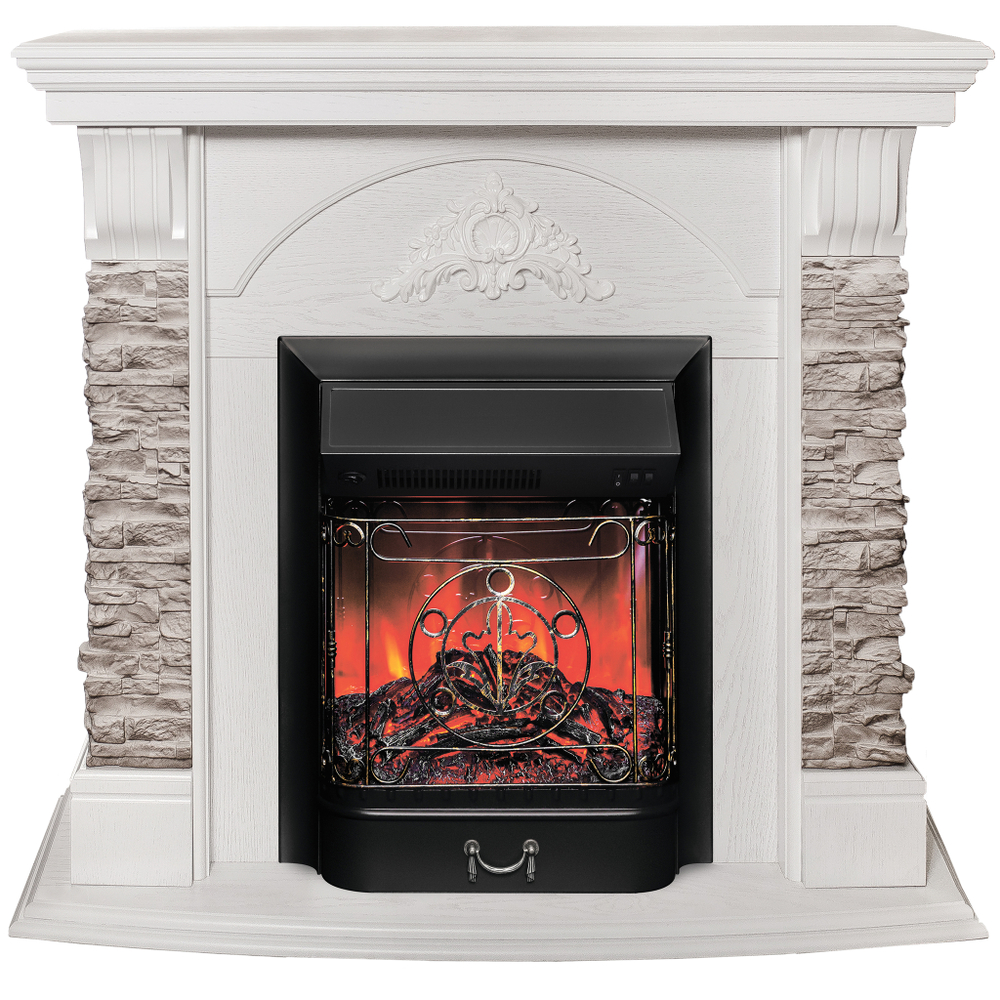 Каминокомплект Real Flame Athena GR WT с очагом Majestic Lux Black (без пульта)