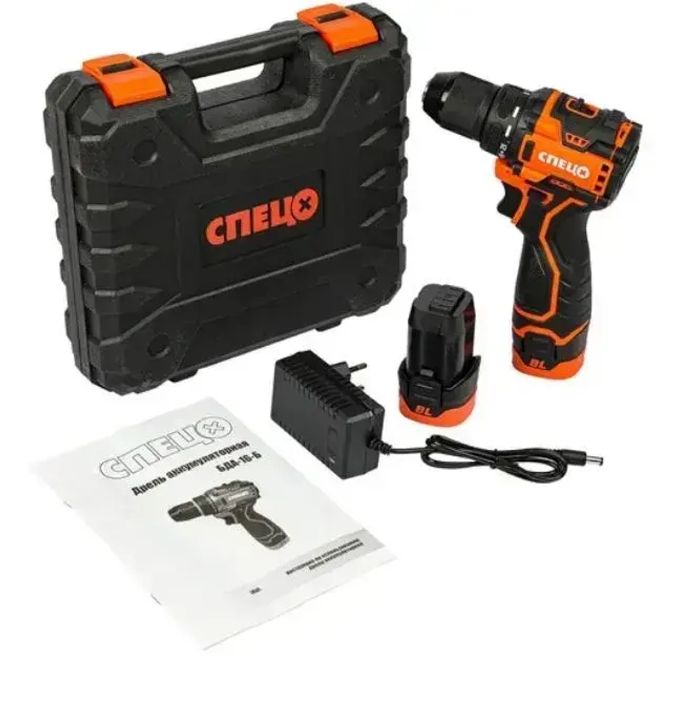 Дрель аккумуляторная СПЕЦ БДА-16-Б БЕСЩЕТОЧНАЯ (45Нм, 2АКБ х 2Ач, кейс)+ перчатки в ПОДАРОК