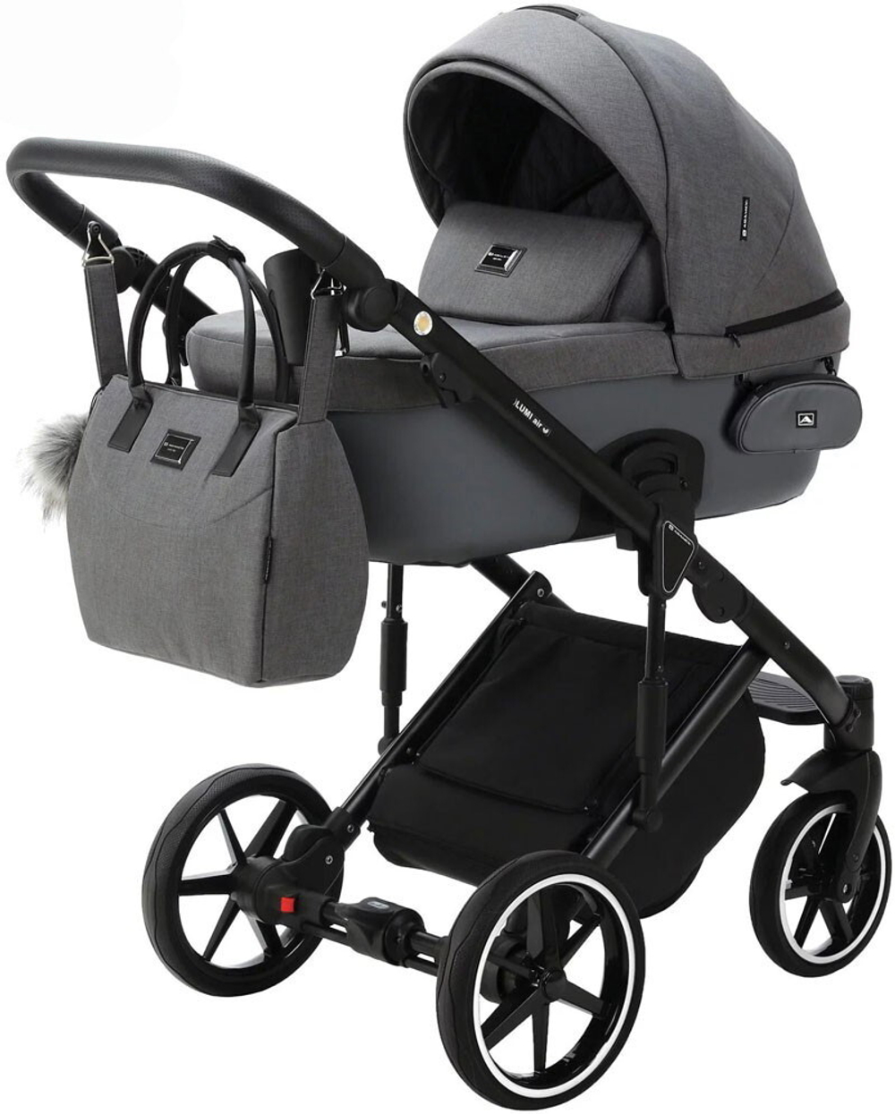 Детская коляска Adamex Lumi Air 3 в 1 L-PS108 LUX (Т.СЕРЫЙ+Т.СЕРАЯ КОЖА)