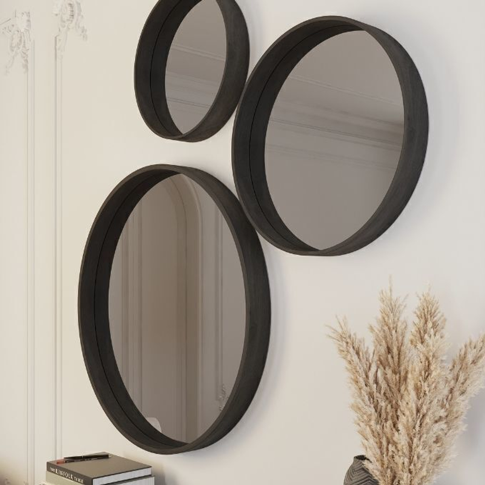 Зеркало круглое Иконс 50 (черный дуб)