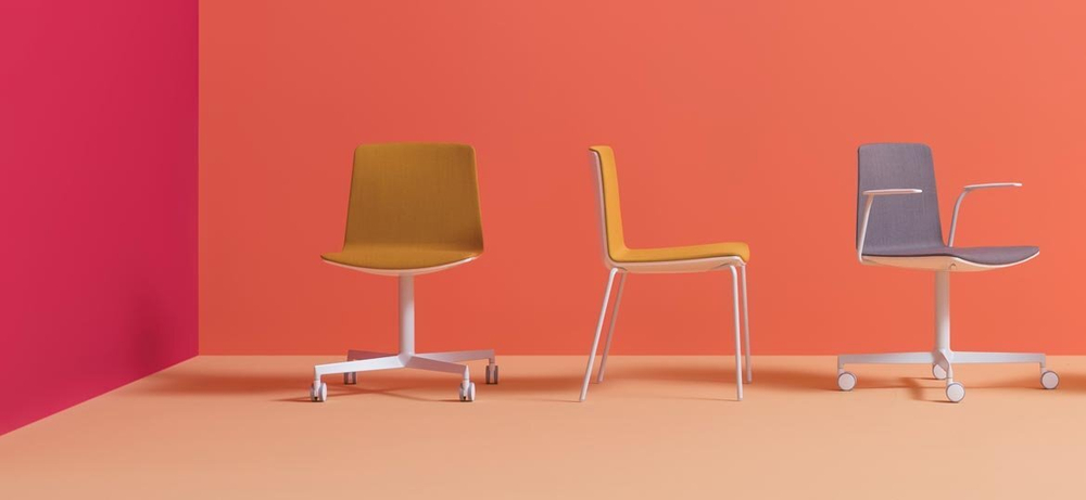 Стул с мягким сиденьем Pedrali Noa, белый, желтый