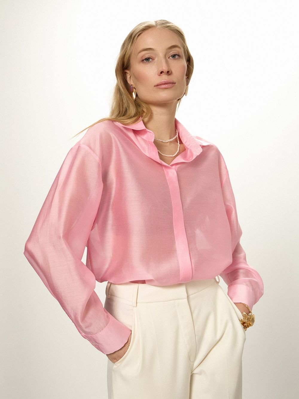 Рубашка Хельсинки розовый шифон