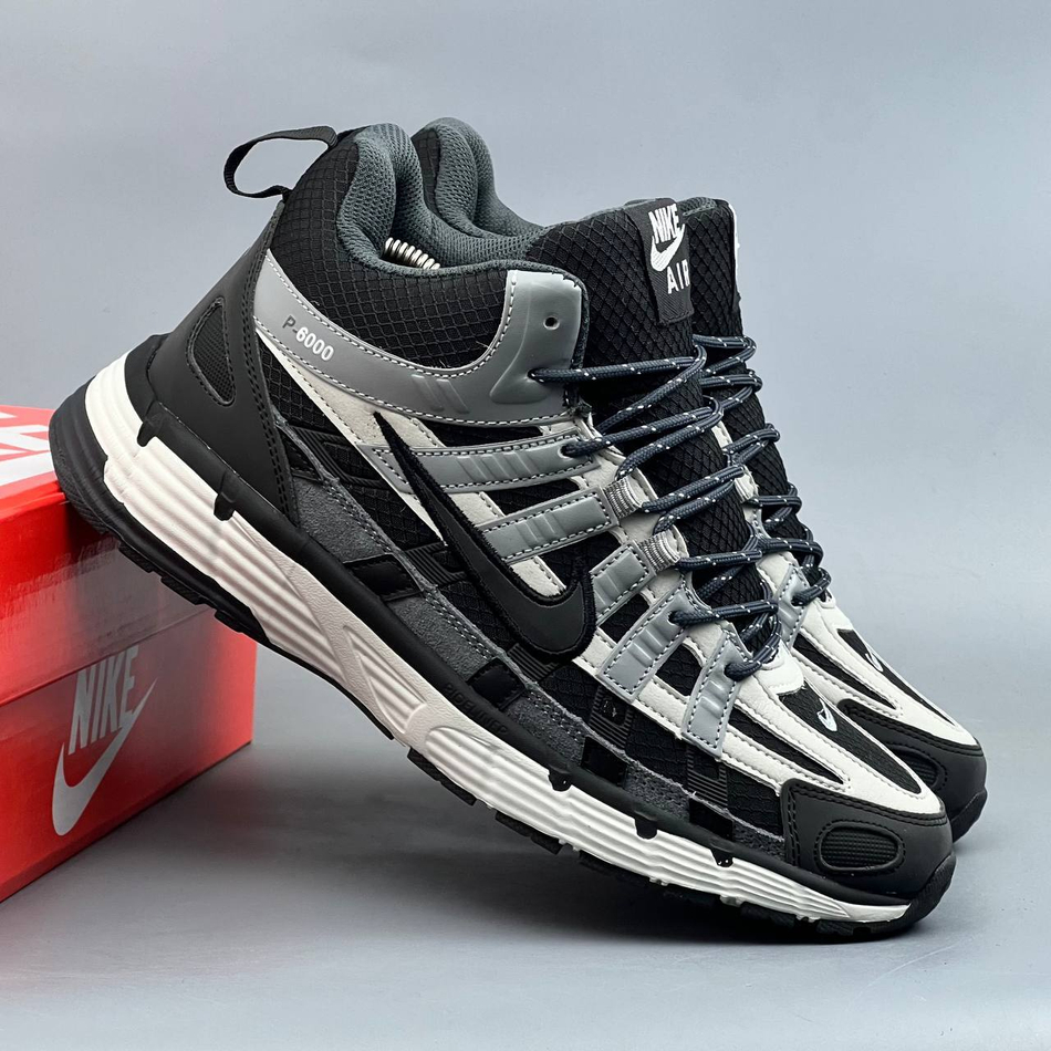 Кроссовки Nike P-6000 на меху #376 (ч.-бел.)
