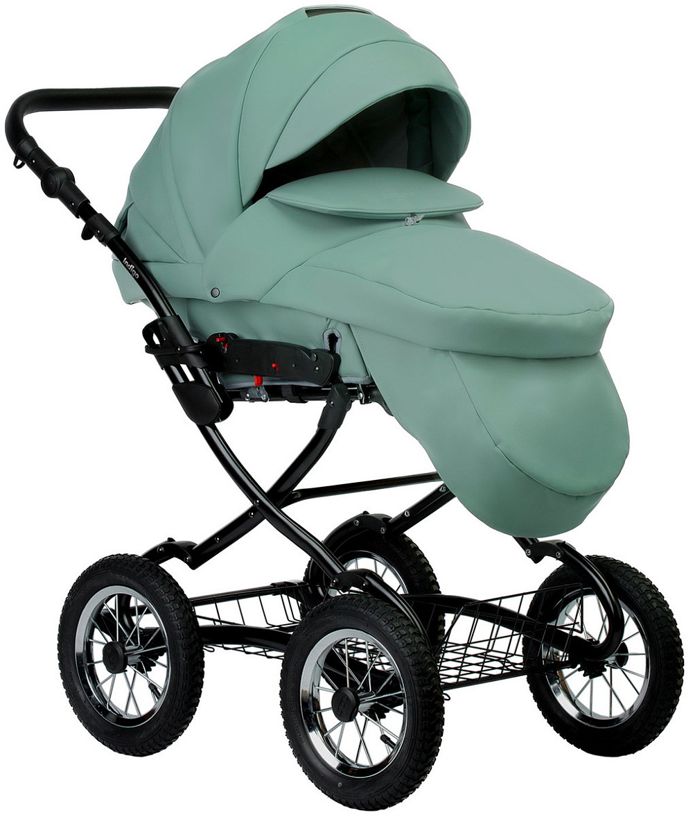 Детская коляска Indigo Barbara Eco Classic 3 в 1 с автокреслом Avionaut Cosmo Grey Be01 шалфей кожа
