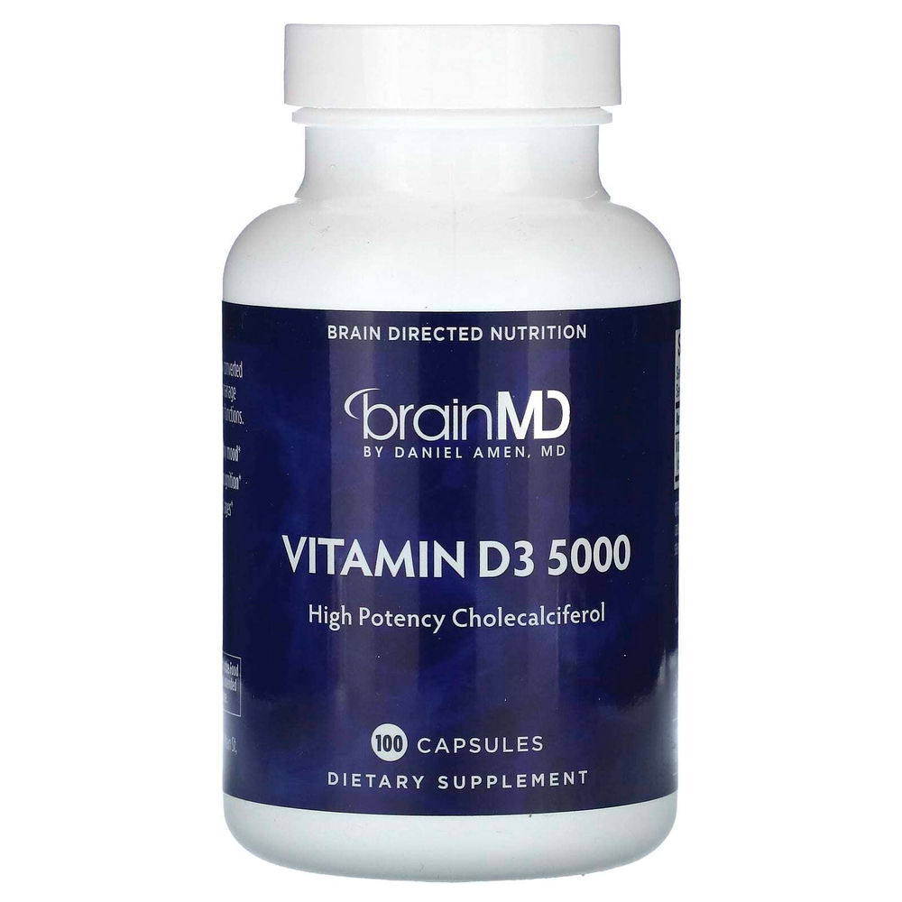 BrainMD, Витамин D3 5000, 125 мкг (5000 МЕ), 100 капсул