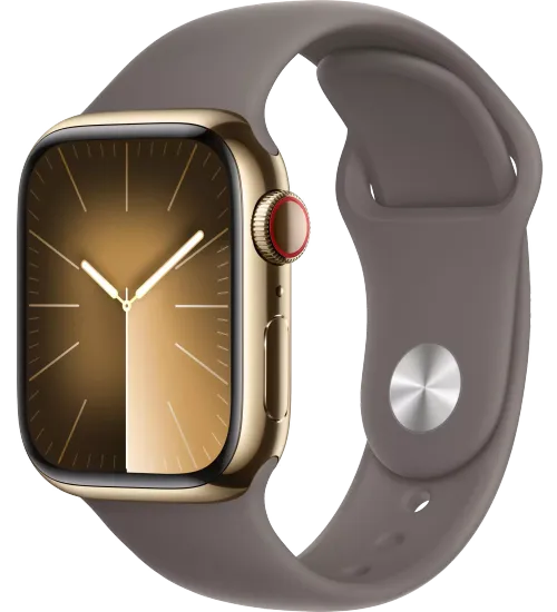Умные часы Apple Watch Series 9 41 мм Steel Case GPS + Cellular, Gold/Clay Sport Band