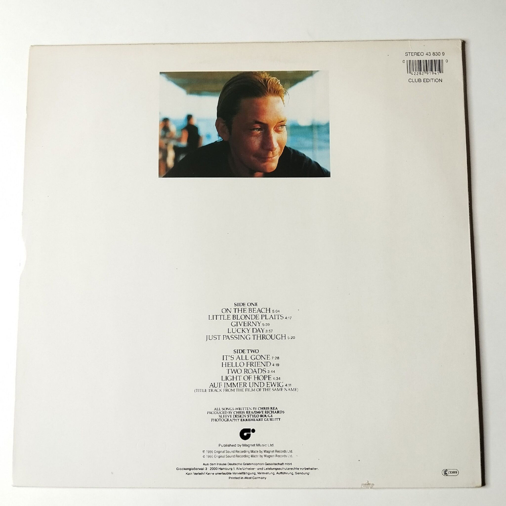 Винтажная виниловая пластинка LP Chris Rea On The Beach (Germany 1986) (Club Edition) Light Of Hope