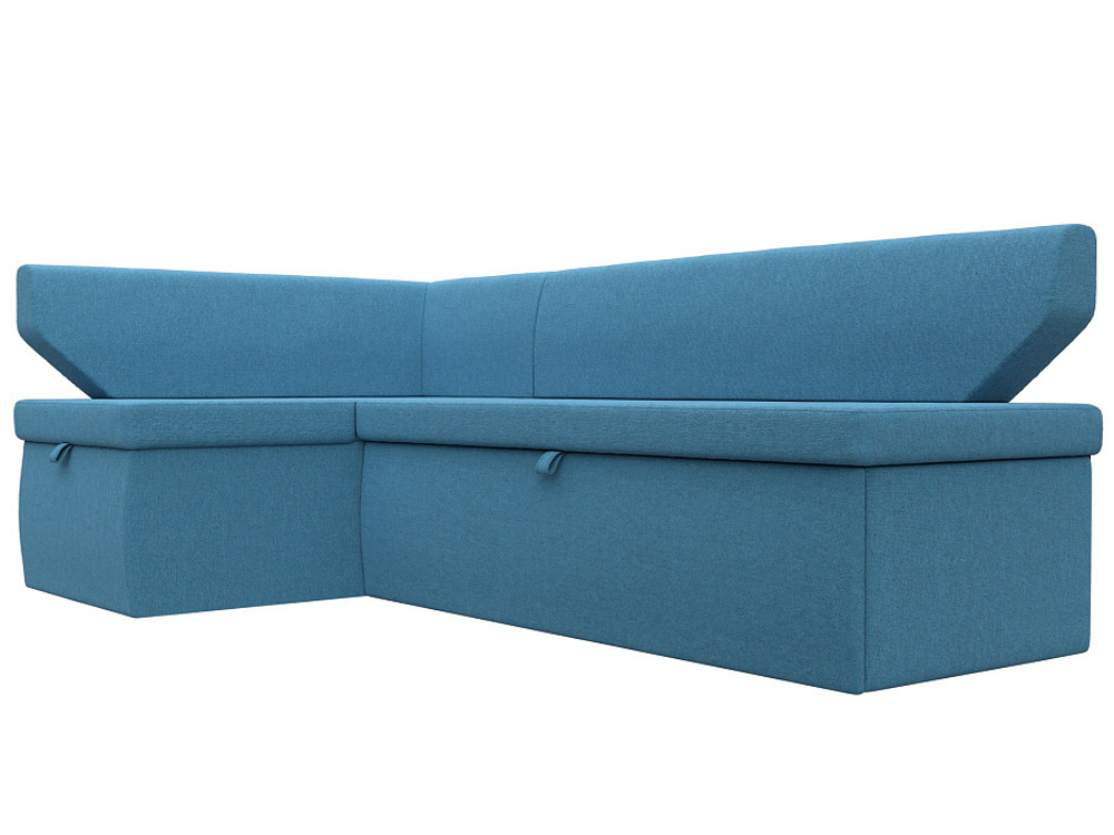 Диван кухонный угловой Омура левый угол, Амур 10 голубой, Рогожка, 125899L