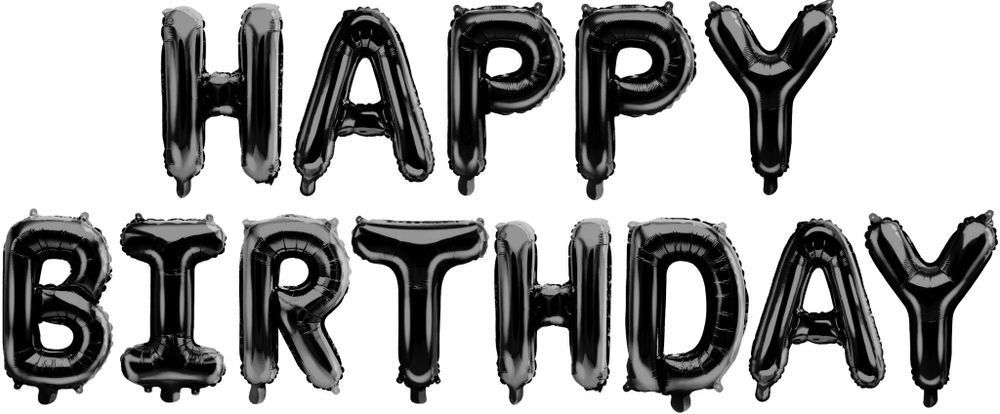 Набор шаров-букв (16&#39;&#39;/41 см) Мини-Надпись &quot;Happy Birthday&quot;, Черный, 1 шт. в уп.