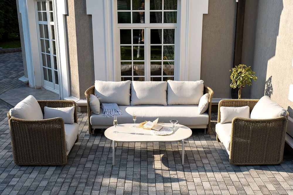 "Аликанте" лаунж-зона из искусственного ротанга, цвет соломенный