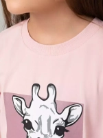 Розовый костюм для девочки на весну с леггинсами