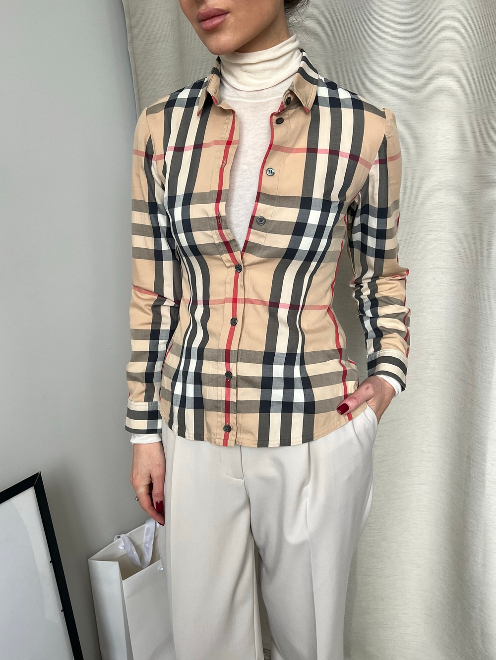 Клетчатая рубашка Burberry , XS-S