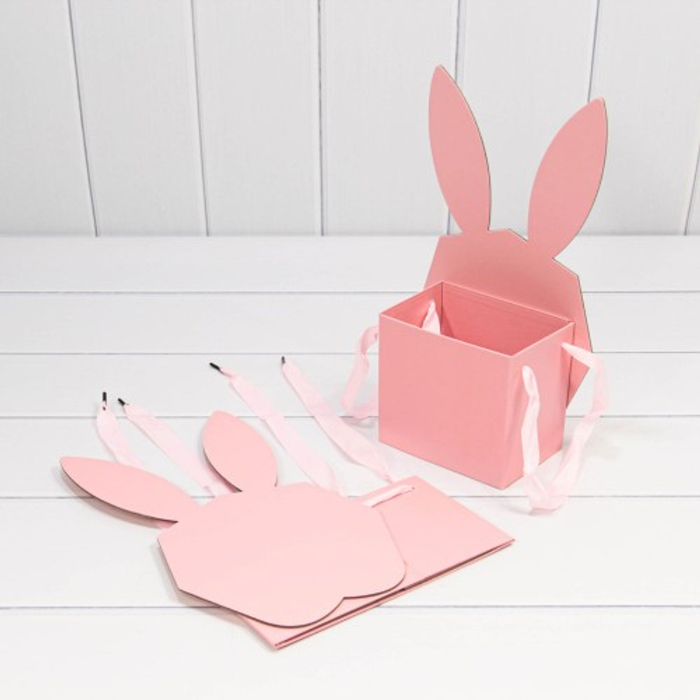 Коробка 18х9.5х31 см "Зайка" С ушками (Розовый)