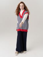 Жилетка для девочки в школу 953 индиго-коралл