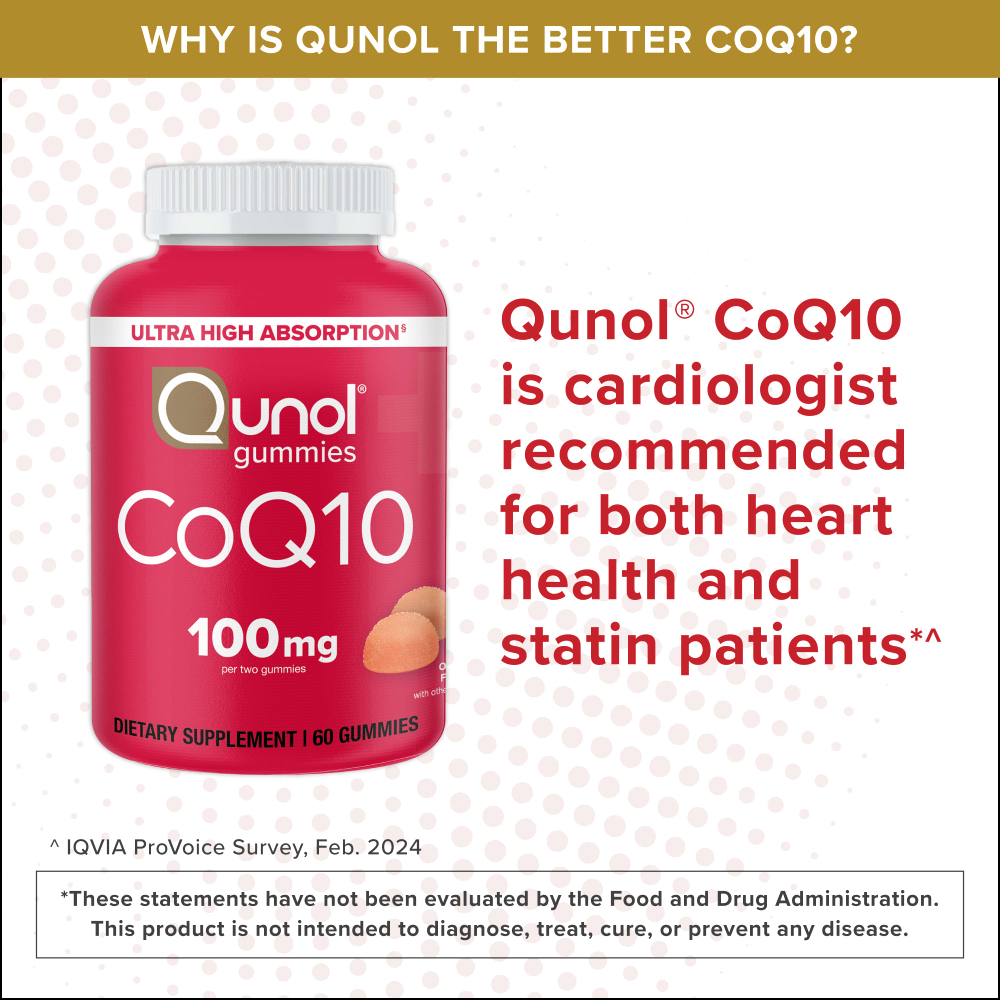Qunol, коэнзим Q10, со вкусом насыщенного апельсина, 60 жевательных таблеток (50 мг в 1 таблетке)