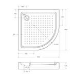 Акриловый поддон 90х90 Cezares TRAY-A-R-90-550-15-W-W0 без сифона