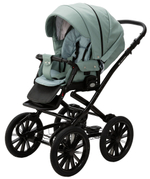 Детская коляска Adamex Chantal Retro Deluxe 2 в 1 C-SA20 (СЕРО-ЗЕЛЕНАЯ КОЖА)