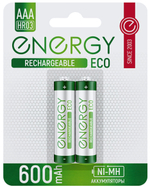 Батарейки аккумуляторные ENERGY EСО NIMH-600-HR3/2B (ААА) мизинчиковые, в спайке 2 шт