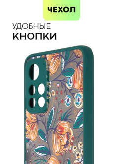 Чехол BROSCORP для Poco M4 Pro 5G оптом (арт. XM-PM4P-ST-TPU-DARKGREEN-PRINT)
