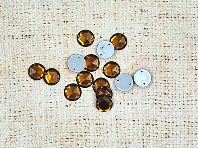 Стразы пришивные акрил, d 1,2 см, коричневый